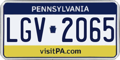 PA license plate LGV2065