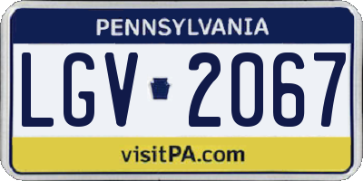 PA license plate LGV2067