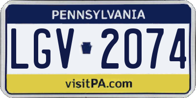 PA license plate LGV2074