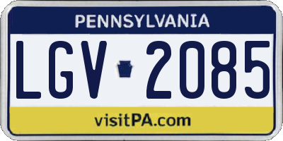 PA license plate LGV2085