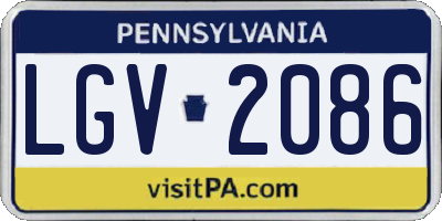 PA license plate LGV2086