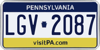PA license plate LGV2087