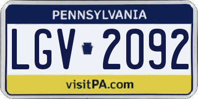 PA license plate LGV2092