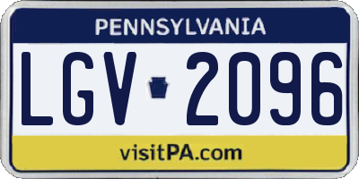 PA license plate LGV2096
