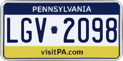 PA license plate LGV2098