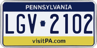 PA license plate LGV2102
