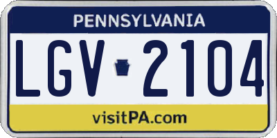 PA license plate LGV2104