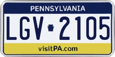 PA license plate LGV2105