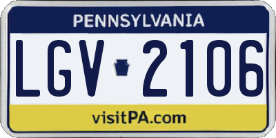 PA license plate LGV2106