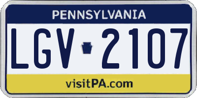PA license plate LGV2107