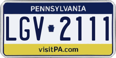 PA license plate LGV2111