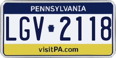 PA license plate LGV2118