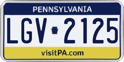PA license plate LGV2125