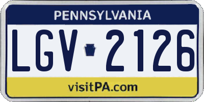 PA license plate LGV2126