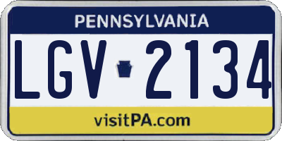 PA license plate LGV2134
