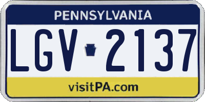 PA license plate LGV2137