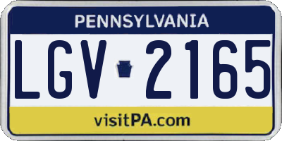 PA license plate LGV2165