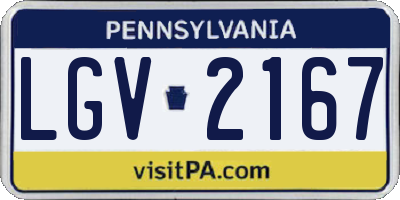 PA license plate LGV2167