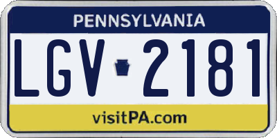 PA license plate LGV2181
