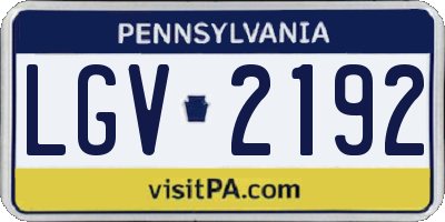 PA license plate LGV2192