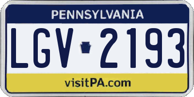 PA license plate LGV2193