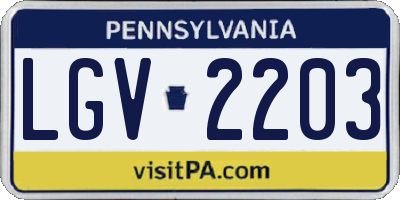 PA license plate LGV2203