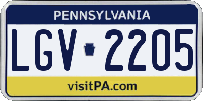 PA license plate LGV2205