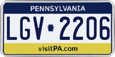 PA license plate LGV2206