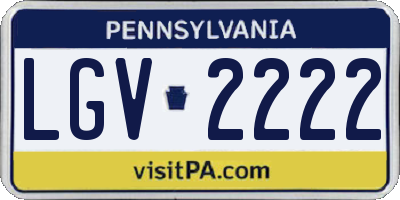 PA license plate LGV2222
