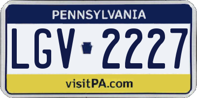 PA license plate LGV2227