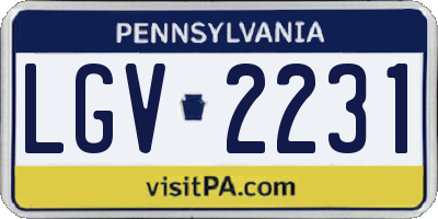 PA license plate LGV2231