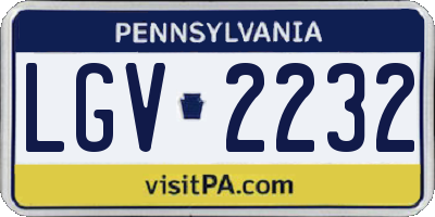 PA license plate LGV2232