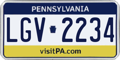 PA license plate LGV2234