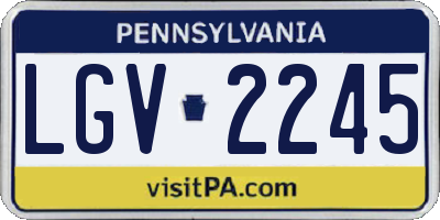 PA license plate LGV2245