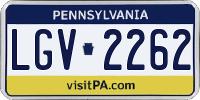 PA license plate LGV2262