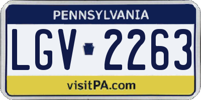 PA license plate LGV2263