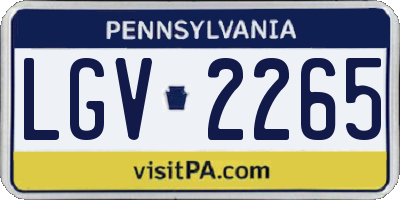 PA license plate LGV2265
