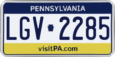 PA license plate LGV2285