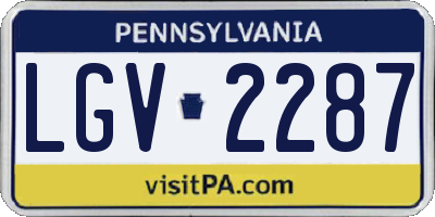 PA license plate LGV2287
