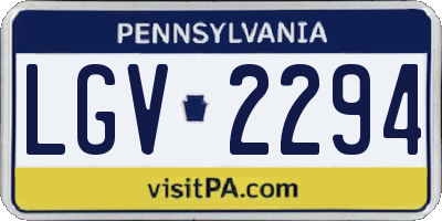 PA license plate LGV2294