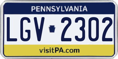 PA license plate LGV2302