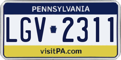 PA license plate LGV2311