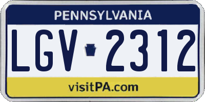PA license plate LGV2312