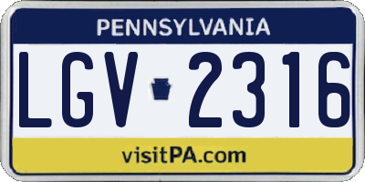 PA license plate LGV2316