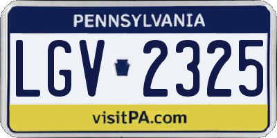 PA license plate LGV2325