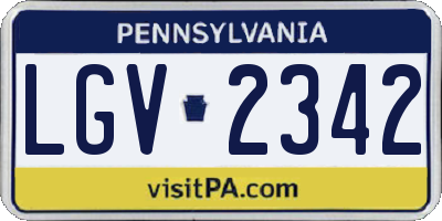 PA license plate LGV2342