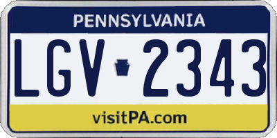 PA license plate LGV2343