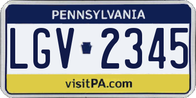 PA license plate LGV2345
