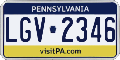 PA license plate LGV2346