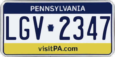 PA license plate LGV2347